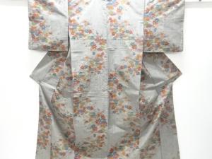 アンティーク　松梅楓模様織り出し手織り紬着物